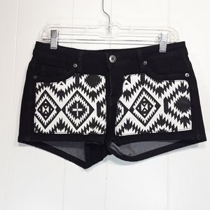 Rare Chiqle denim Architect Aztec design shorts size large